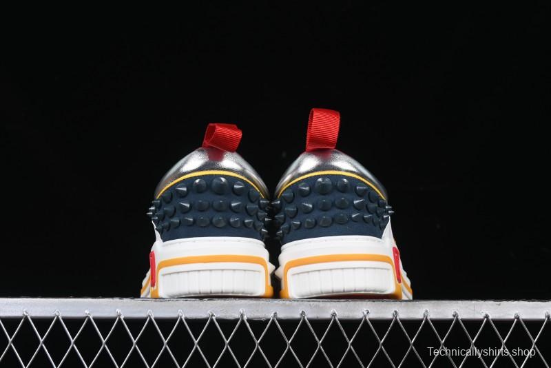 Christian Louboutin Funnyto Flat Comfortable Fashion Low-Top Sneakers in White Yellow Red - X.D4