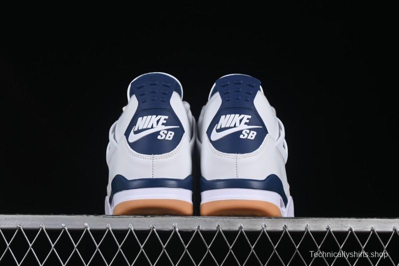 Nike SB x Air Jordan 4 Retro "Navy" White Blue Basketball Shoes - DR5415-100