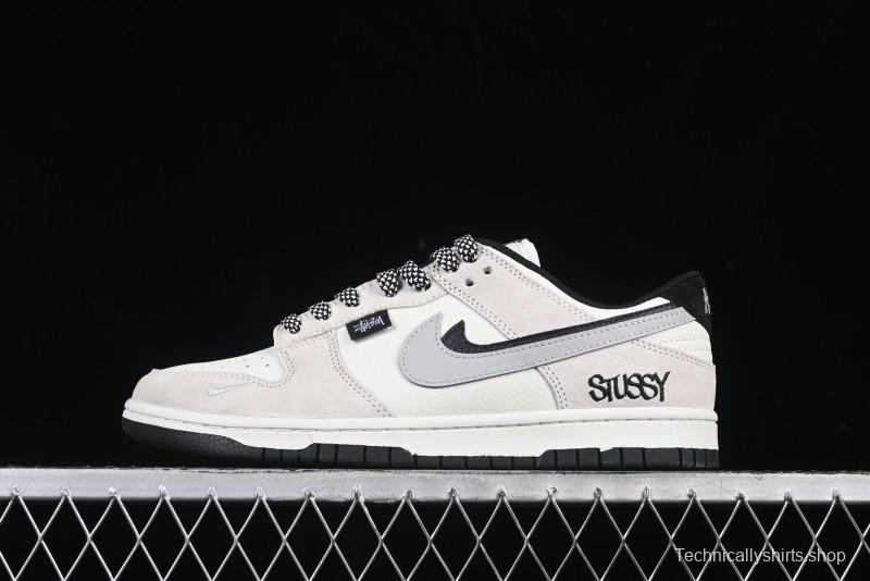 Nike SB Dunk Low Stussy Collaboration Grey Pig Suede Anniversary Custom Low-Top Casual Skate Shoes - DJ2024-061