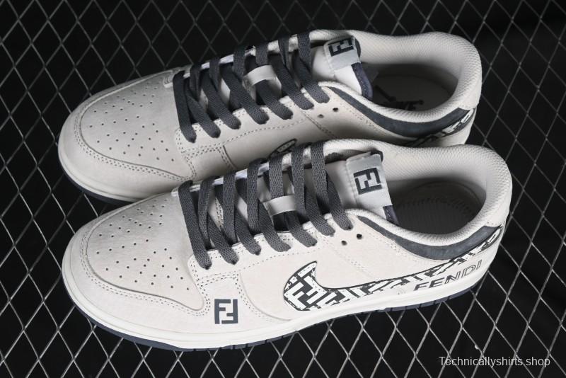 Nike SB Dunk Low Fendi Collaboration Monogram Swoosh Anniversary Custom Low-Top Casual Skate Shoes - DJ2024-046