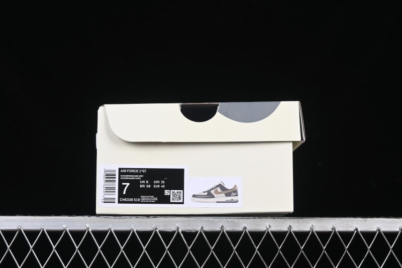 Nike Air Force 1 '07 Low Stussy Collaboration Black Leather & Gum Sole Low-Top Casual Sneakers - CH6336-519
