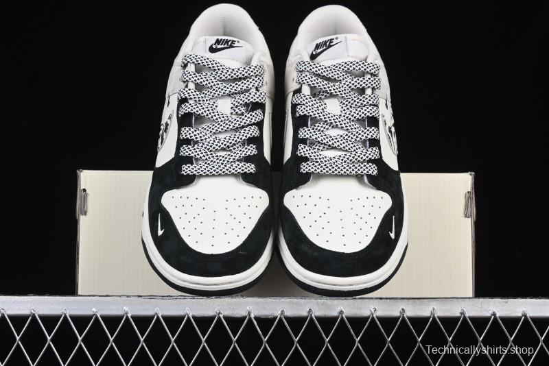 Nike SB Dunk Low Stussy Collaboration Zebra Black White Swoosh Anniversary Custom Low-Top Casual Skate Shoes - DJ2024-060