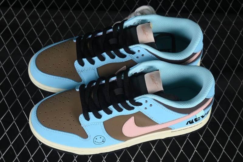 Nike SB Dunk Low Smiley Blue Brown Anniversary Custom Low-Top Casual Skate Shoes - MU0232-366