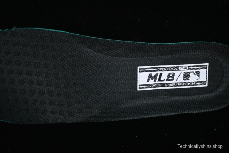 NY Yankees Black Leather Sneakers – Bold Orange Logo Edition