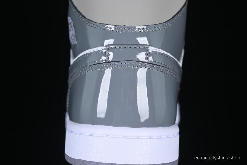 Nike Air Jordan 1 Mid AJ1 White Grey Mid Top Casual Sneakers - HF3193-100