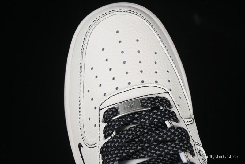 Nike Air Force 1 '07 Low Custom Casual Sneakers with Multiple Swoosh Design - HH7518-068