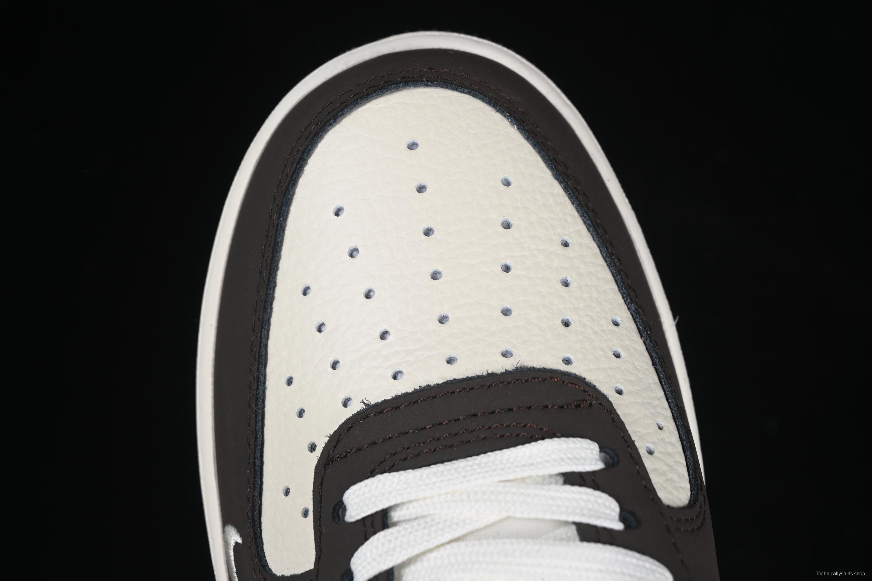 Nike Air Force 1 '07 Low Stussy Collaboration Red Tail Chocolate Low-Top Casual Sneakers - KK1988-057