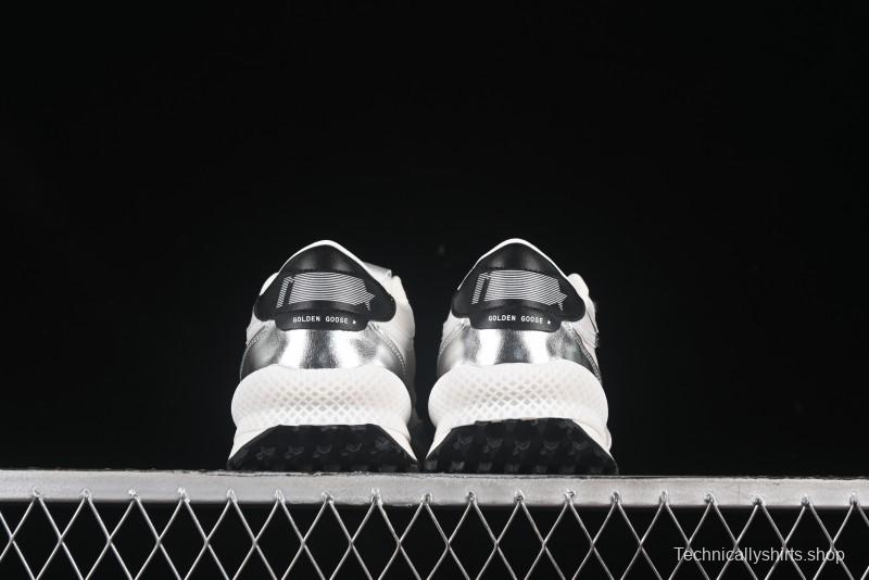Golden Goose Marathon Comfortable Low-Top Lifestyle Sneakers in White Black Silver - H8D4