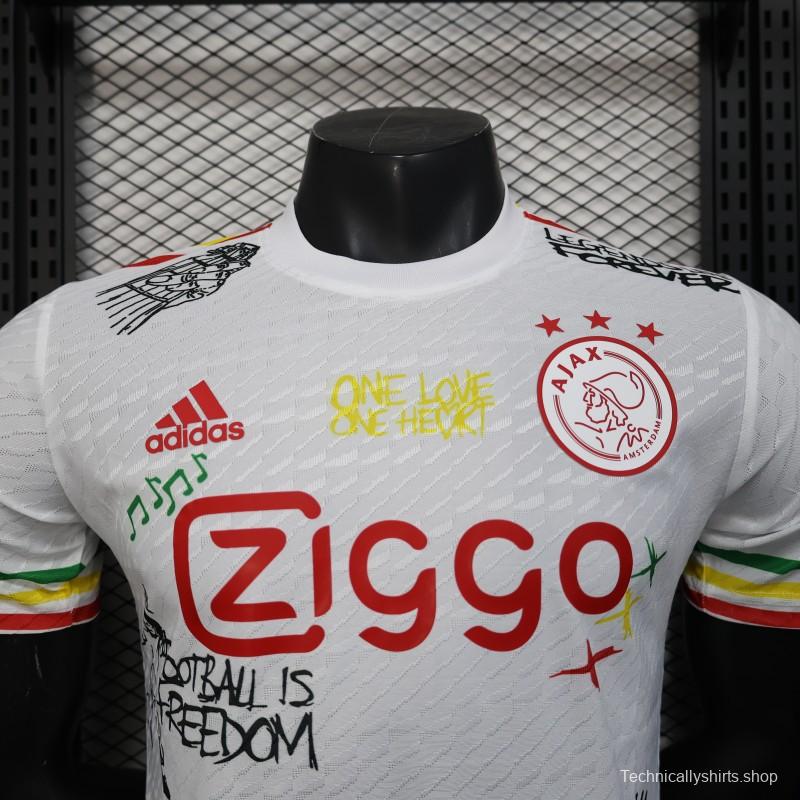 Player Version 25/26 Ajax White Jersey with Bob Marley Tribute Design