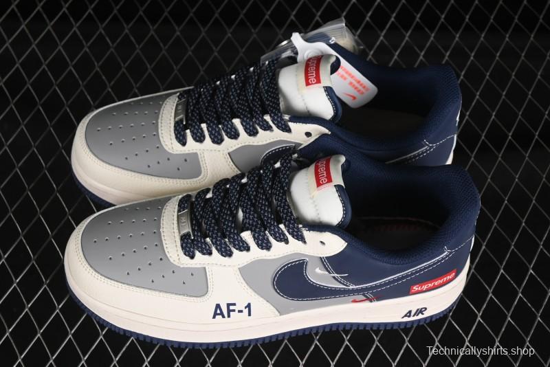 Nike Air Force 1 '07 Low Supreme Collaboration Grey Blue Casual Sneakers - HH7518-054