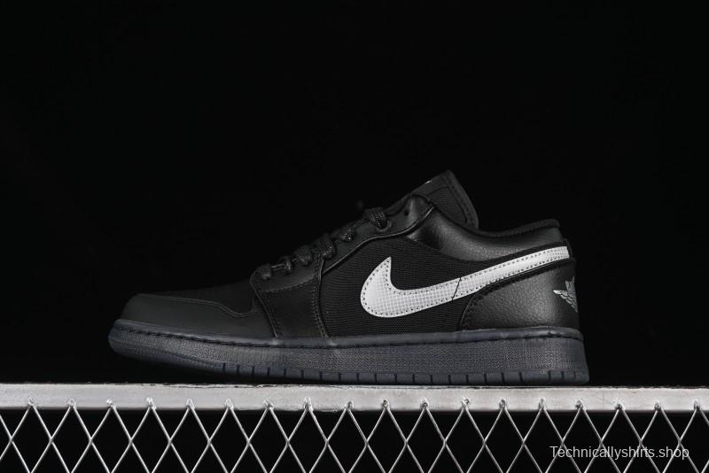 Nike Air Jordan 1 Low AJ1 Basketball Shoes Black White Canvas Leather Panel - HV5968-001