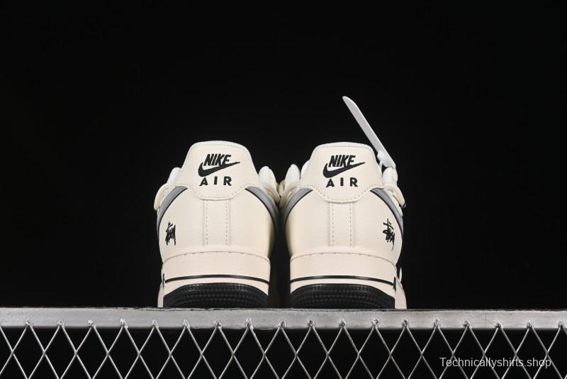 Nike Air Force 1 '07 Low Stussy Collaboration Black Diamond Lace-Up Casual Sneakers - DM6868-073