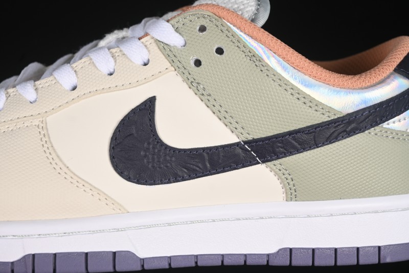 Nike Dunk Low Floral Swoosh Floral Theme Low-Top Casual Sneakers - HV5750-133