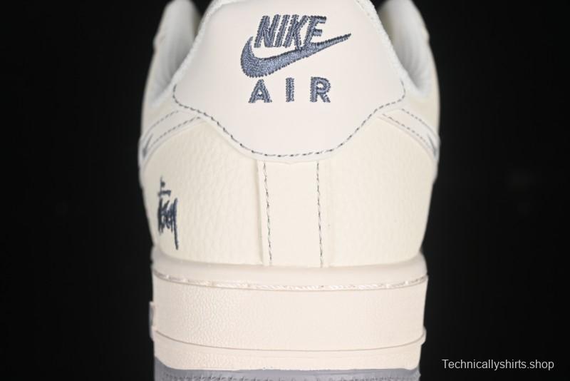 Nike Air Force 1 '07 Low Stussy Collaboration Beige Mini Swoosh Casual Sneakers - HH7518-064
