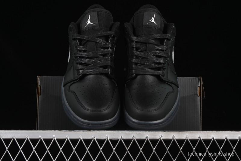 Nike Air Jordan 1 Low AJ1 Basketball Shoes Black White Canvas Leather Panel - HV5968-001