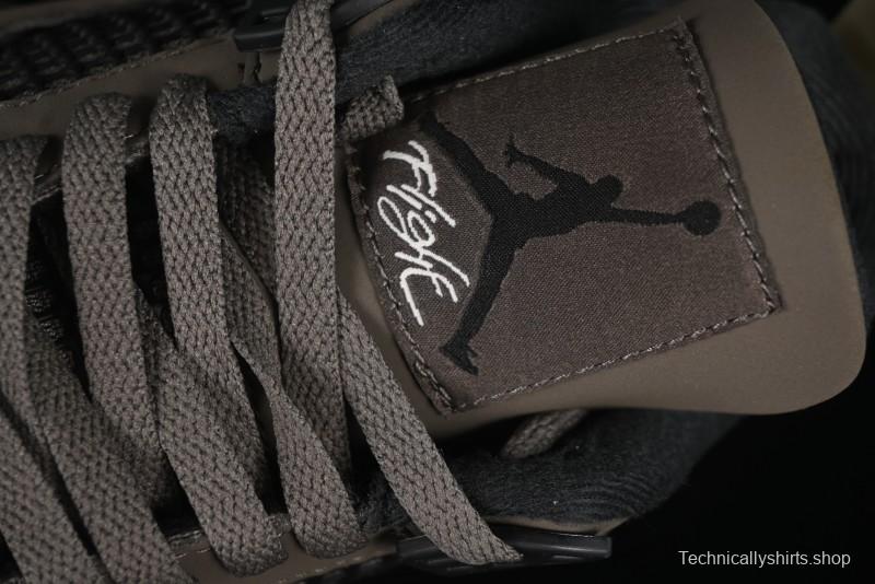 Nike Air Jordan 4 Retro Sneakers in Cave Stone Brown Suede with Black Mesh - FV5029-200