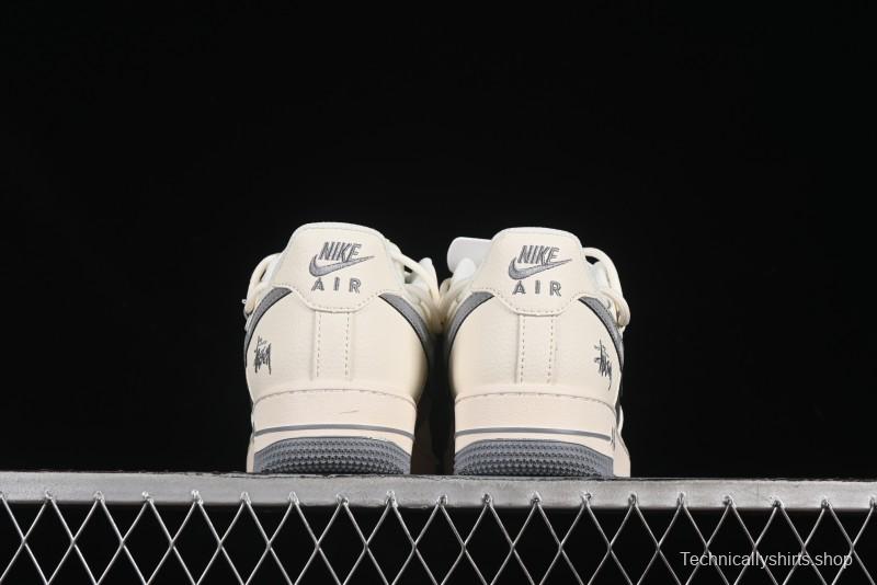 Nike Air Force 1 '07 Low Stussy Collaboration Grey Diamond Lace-Up Casual Sneakers - DM6868-072