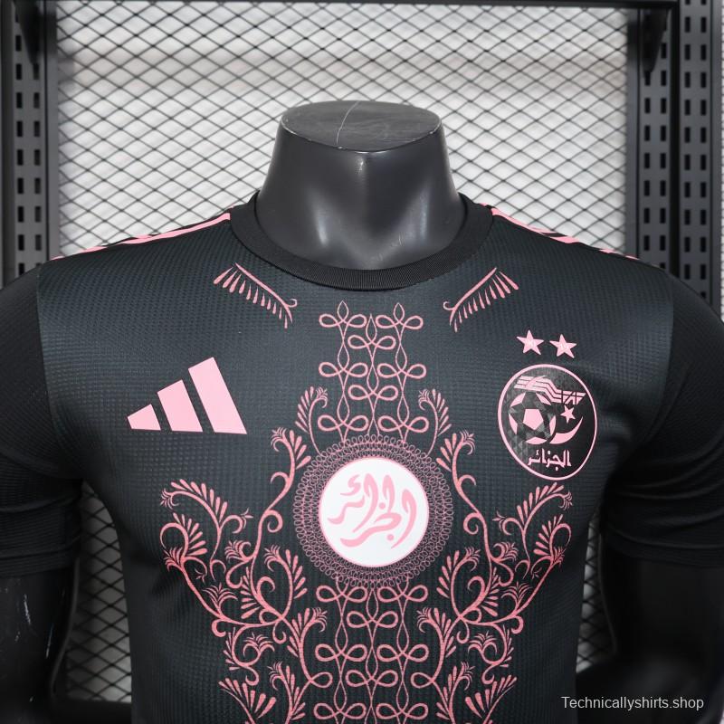 Player Version 2025 Algeria Black with Pink Ornamental Pattern Jersey
