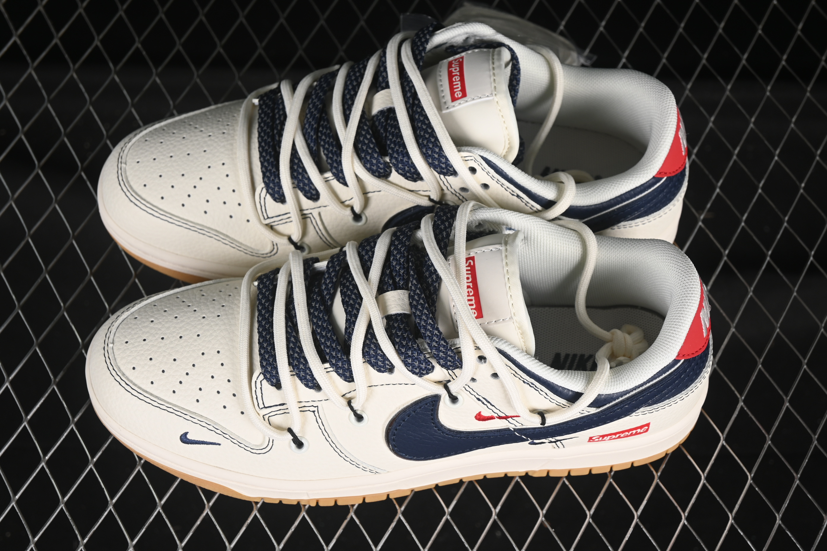 Nike SB Dunk Low Sup Collaboration Strap Blue Swoosh Anniversary Custom Low-Top Casual Skate Shoes - FC1688-217