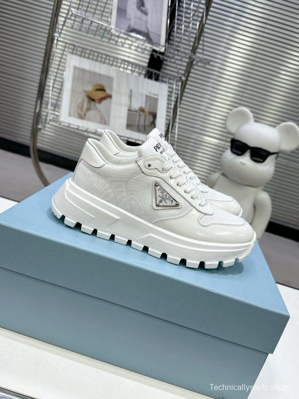 2025 Unisex Prada White Leather Sneakers KFY00310