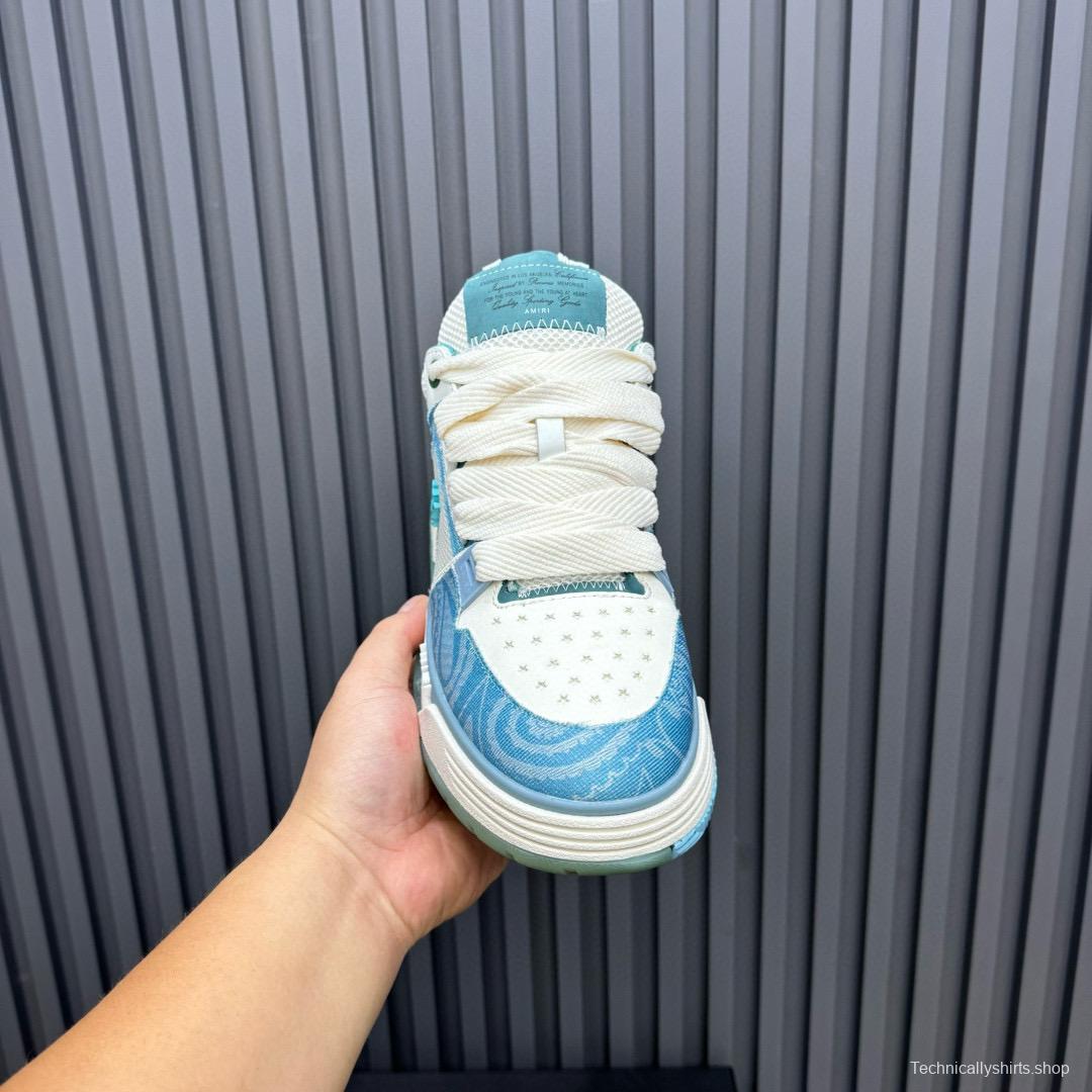 2024 Unisex Amiri Blue White Mesh Leather Sneakers MJ00360