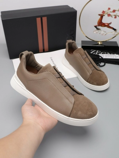 2024 Men Ermenegildo Zegna Brown Suede Leather Sneakers MJ00240