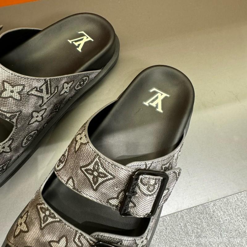 2024 Slippers Louis Vuitton Gray Leather Slippers MJ00210