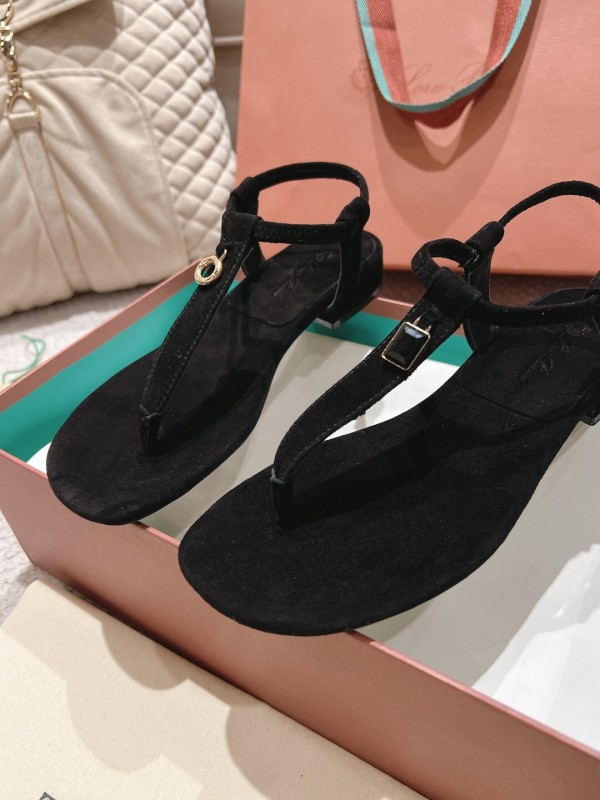2025 Women Le Parmentier Black Suede Sandals