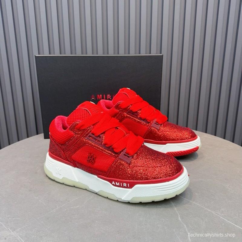 2024 Unisex Amiri Red Mesh Suede Sneakers MJ00360