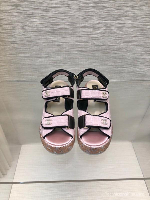 2025 Women Chanel Pink Leather Sandals LY00330