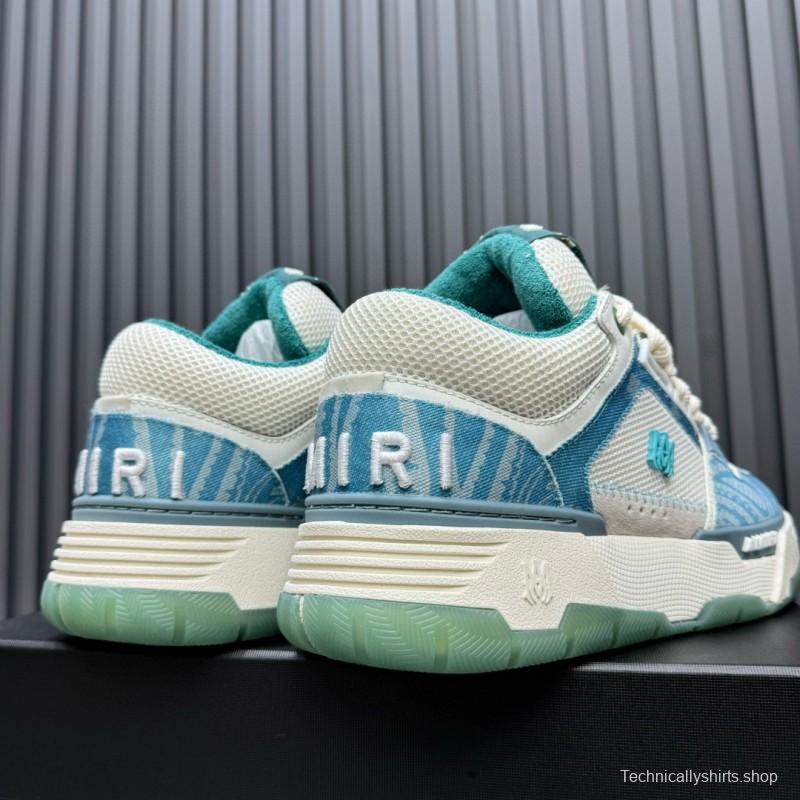 2024 Unisex Amiri Blue White Mesh Leather Sneakers MJ00360