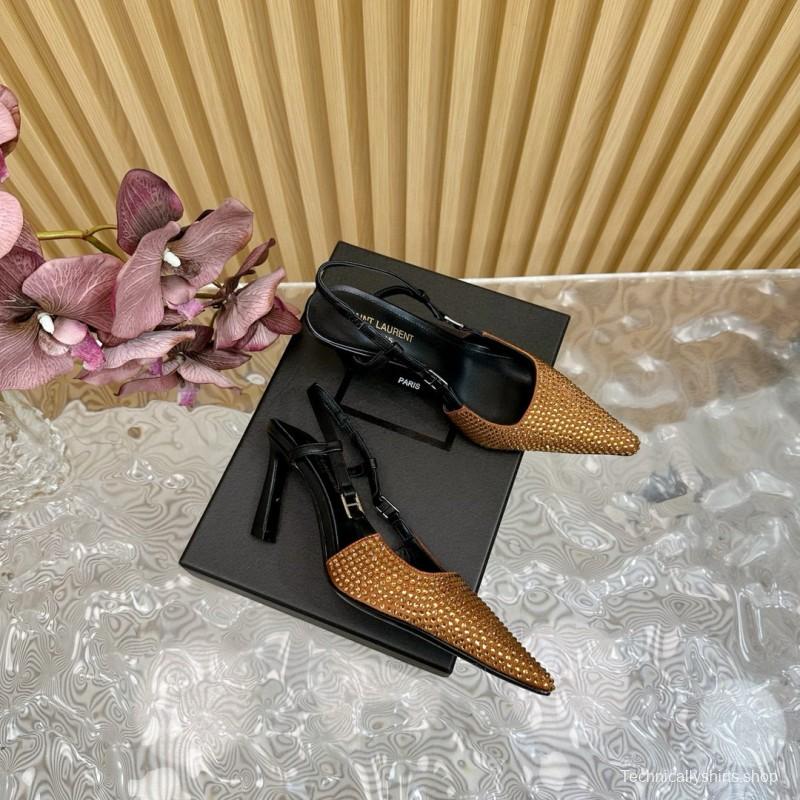 2024 Women Yves Saint Laurent Brown Leather High Heels