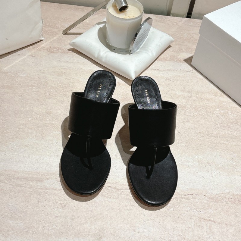 2025 Toteme Black Calf Leather Slippers KFY00280