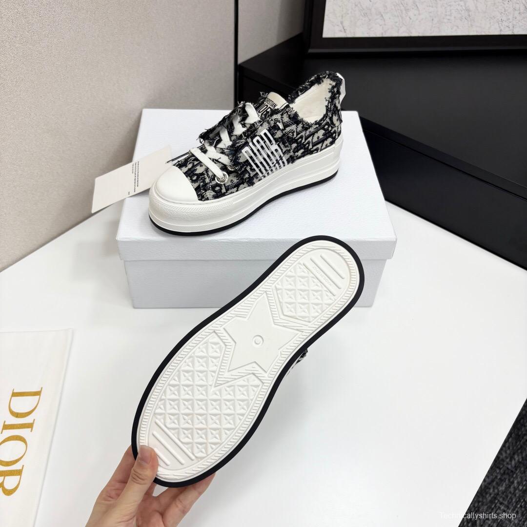 2025 Women Dior Black Grey Canvas Casual Sneaker LY00300