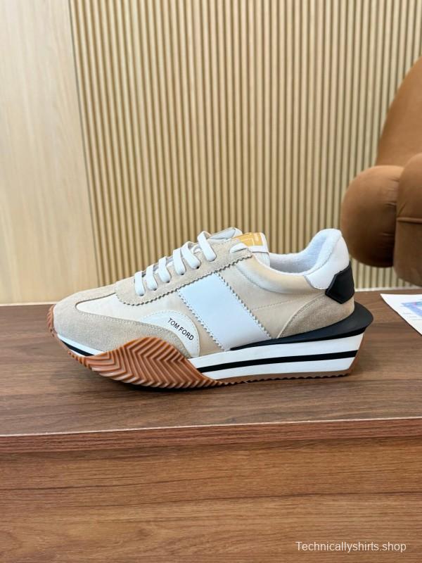 2025 Unisex TOM FORD Beige White Black Suede Leather Sneakers LY00360(F)/LY00370(M)