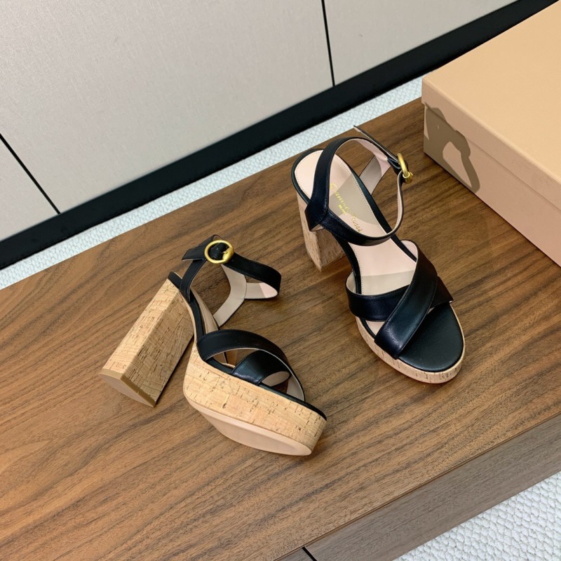 2025 Women Gianvito Rossi Black Leather Sandal