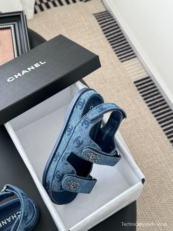 2025 Women Chanel Blue Denim Sandals LY00320