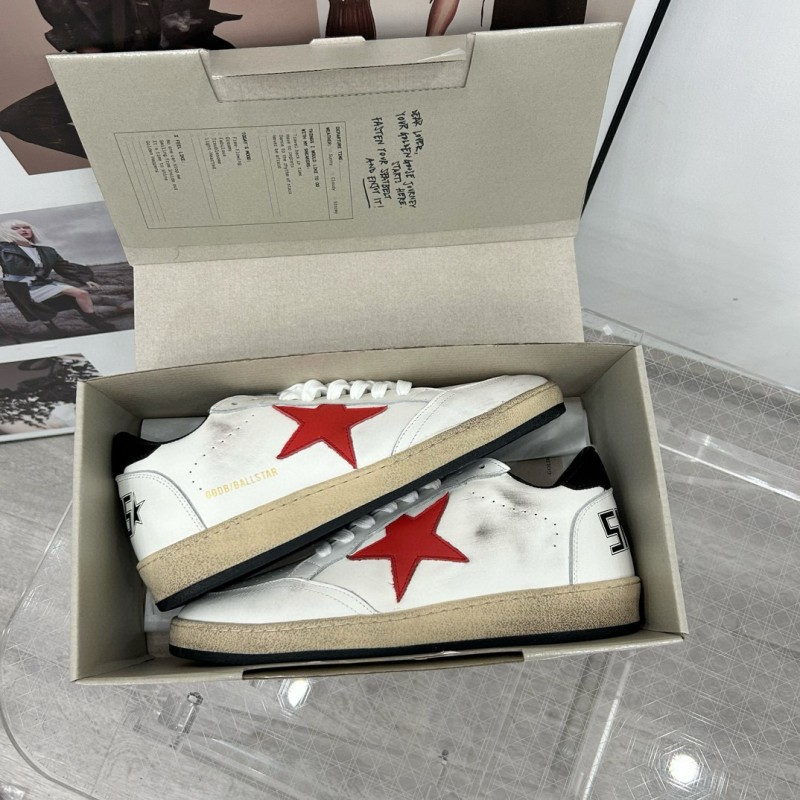 2024 Unisex GGDB White Red Leather Low Top Sneakers MJ00260