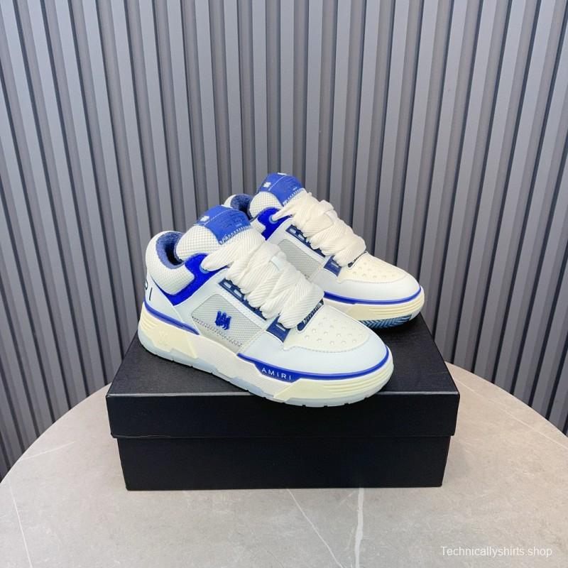 2024 Unisex Amiri White Blue Leather Sneakers MJ00360