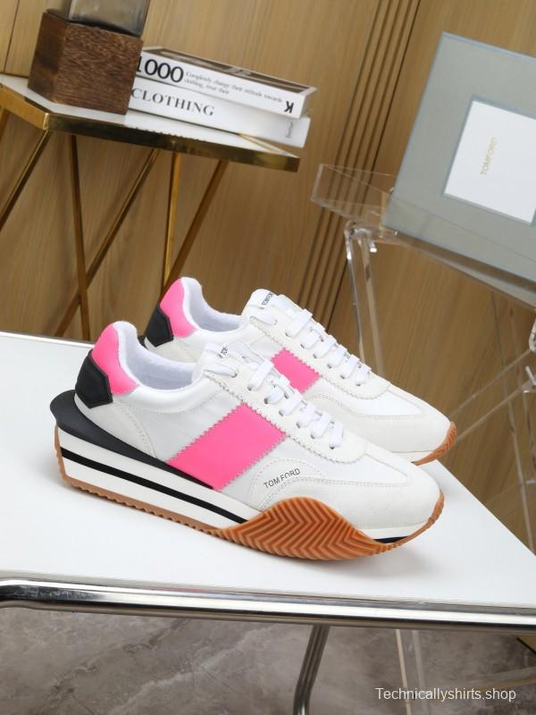 2025 Unisex TOM FORD White Pink Black Leather Suede Sneakers LY00360(F)/LY00370(M)