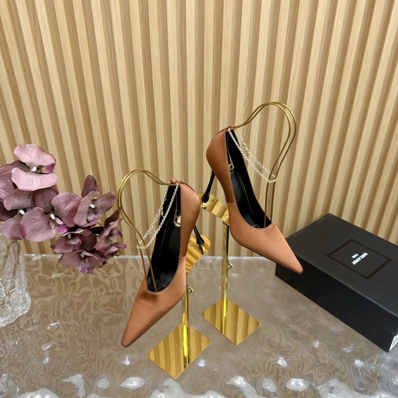 2025 Women Yves Saint Laurent Beige Leather Pointed Toe Pumps MJ00310