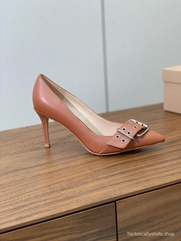 2025 Women Gianvito Rossi Brown Leather Heels KFY00300