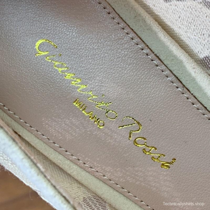 2025 Women Gianvito Rossi White Lace Leather Pumps KFY00280