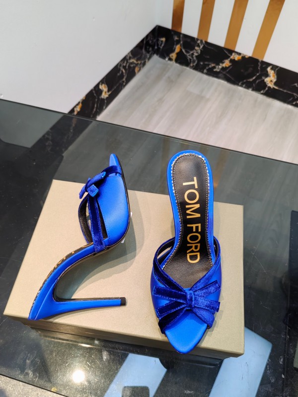 2025 Women TOM FORD Blue Velvet High Heel Mules