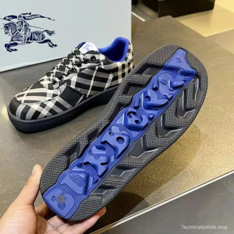 2024 Unisex Burberry Black White Nylon Sneakers