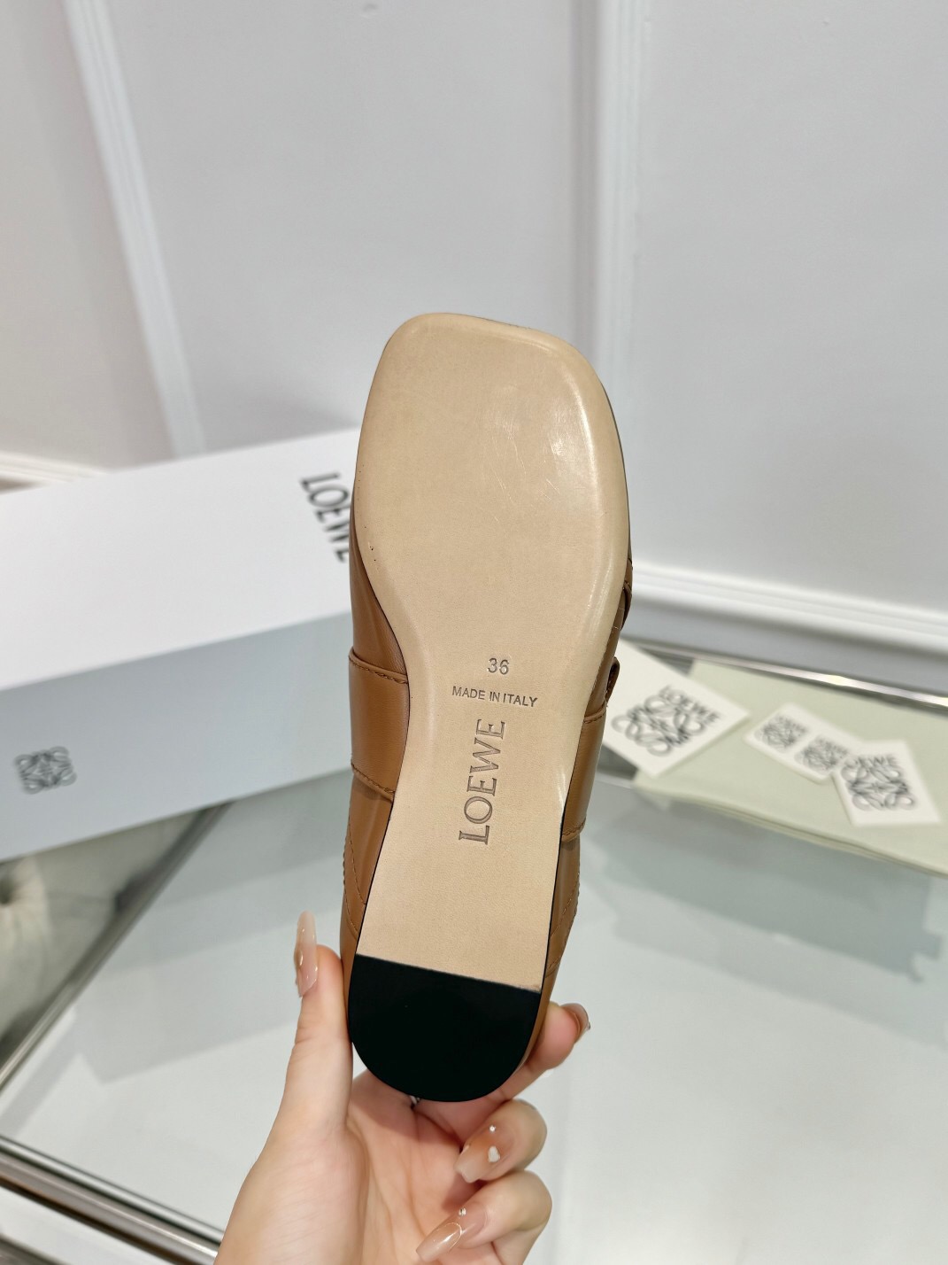 2025 Women Loewe Brown Leather Loafers LY00291
