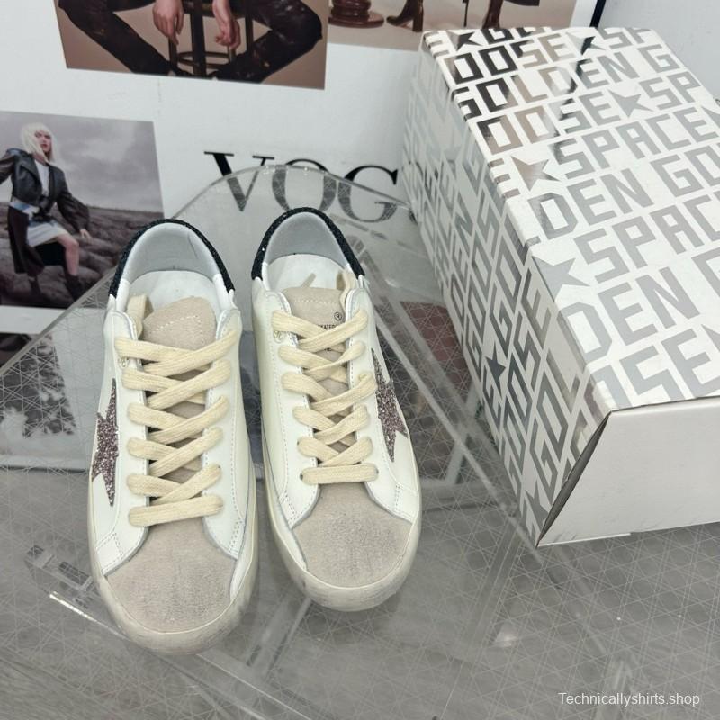 2025 Women GGDB White Black Glitter Leather Sneaker