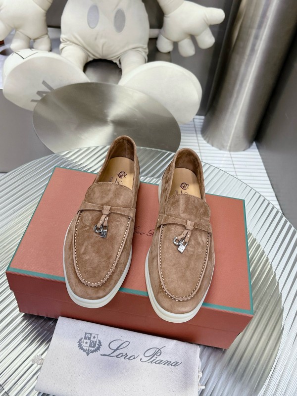 2024 Men Loro Piana Brown Suede Loafers MJ00270