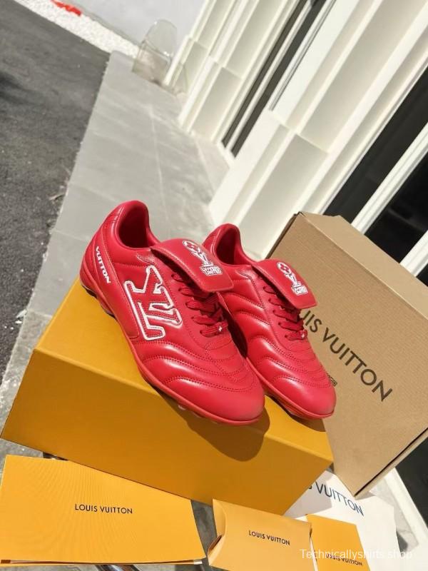 2025 Unisex Louis Vuitton Red Leather Sneakers MJ00380