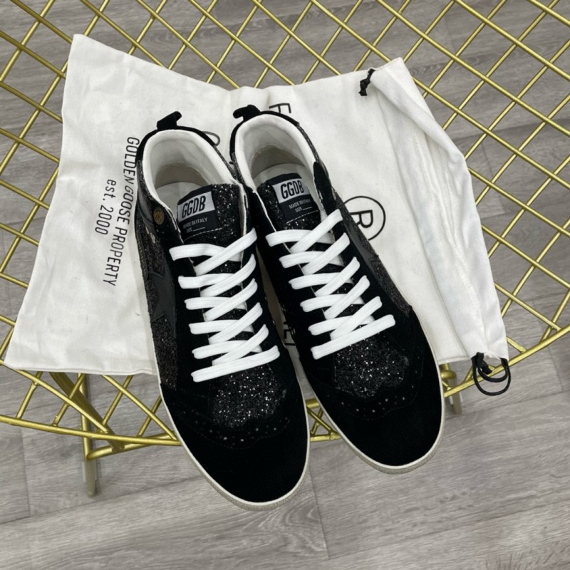 2024 Unisex GGDB Black Suede Glitter High Top Sneakers MJ00300